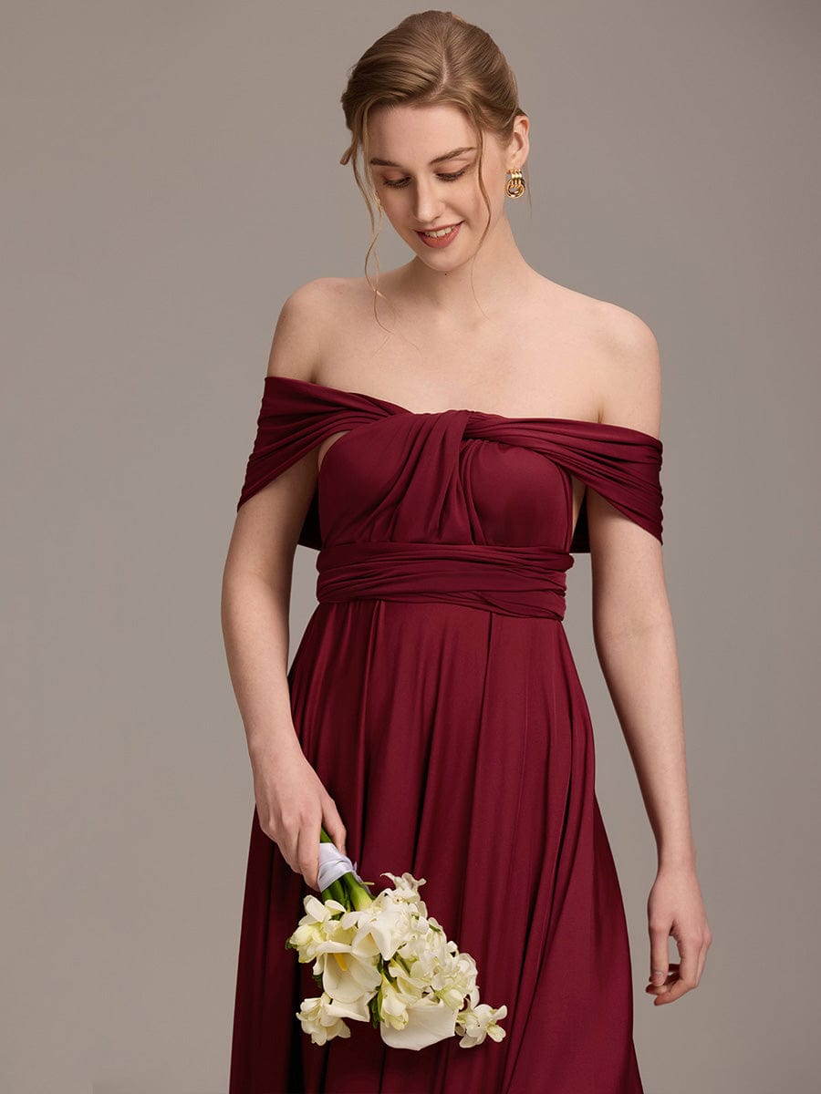 ever STYLES|High-Stretch Soft Versatile Convertible Bridesmaid Dress #color_Burgundy
