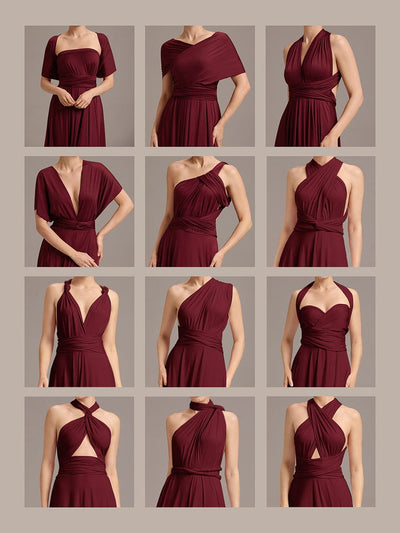 ever STYLES|High-Stretch Soft Versatile Convertible Bridesmaid Dress #color_Burgundy