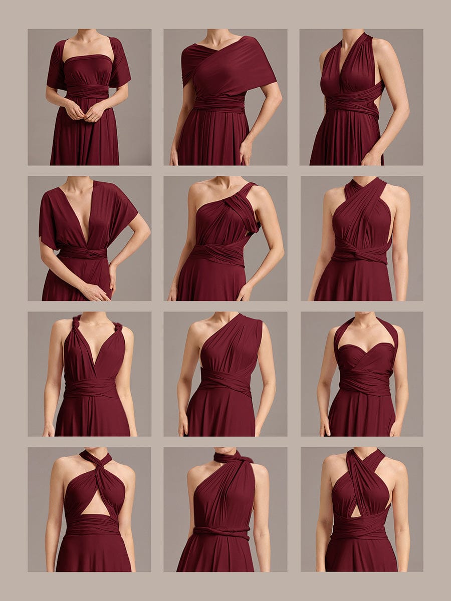 ever STYLES|High-Stretch Soft Versatile Convertible Bridesmaid Dress #color_Burgundy