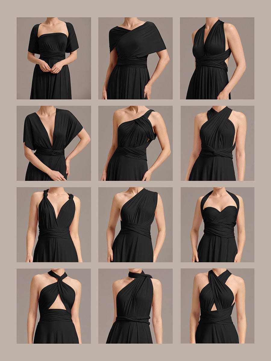 ever STYLES|High-Stretch Soft Versatile Convertible Bridesmaid Dress #color_Black