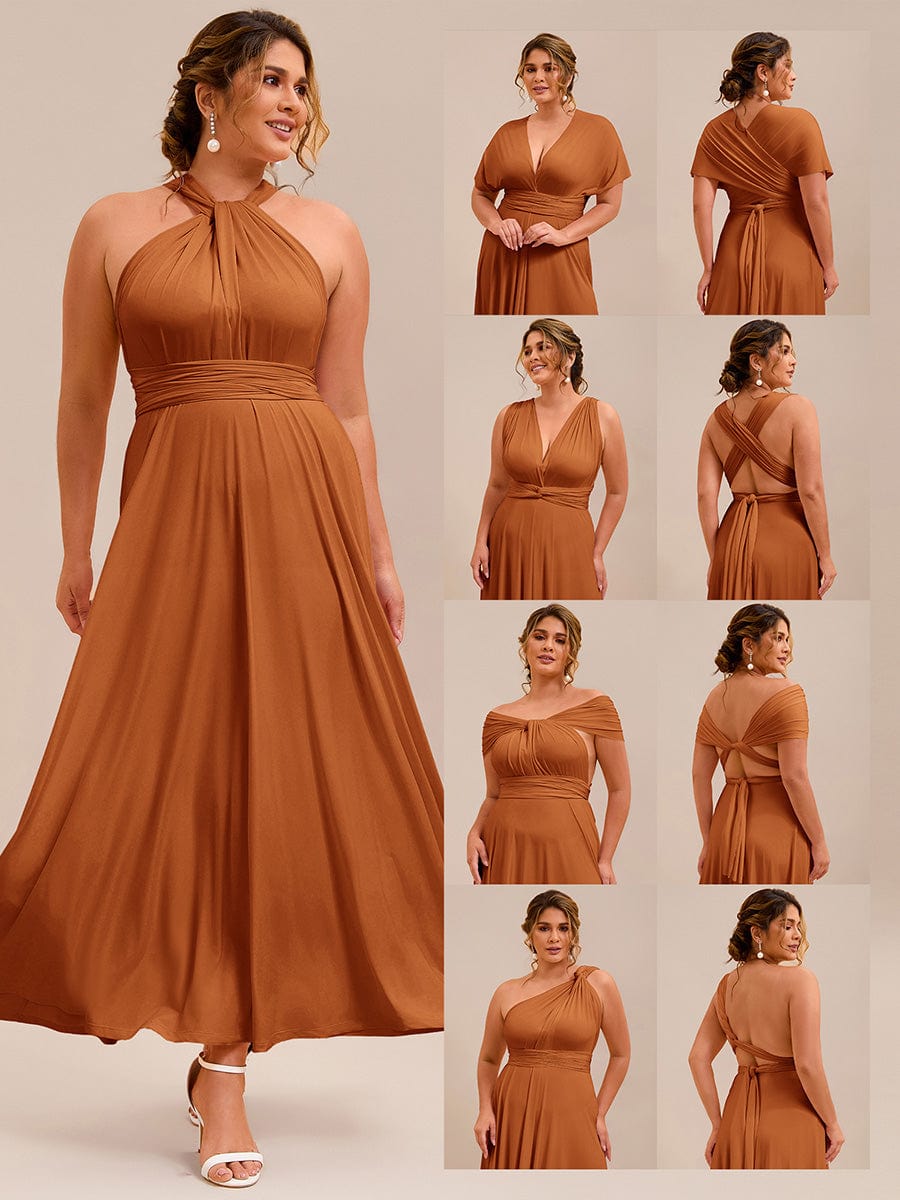 ever STYLES|High-Stretch Soft Versatile Convertible Bridesmaid Dress #color_Burnt Orange