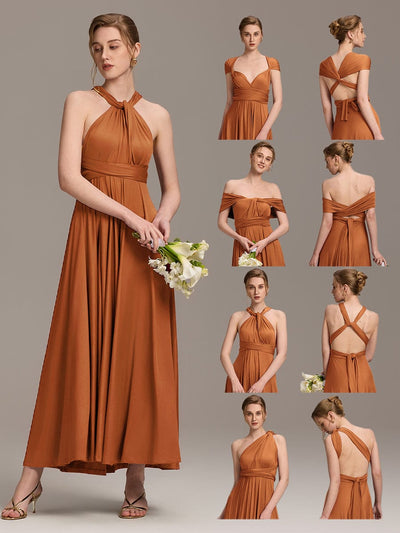 ever STYLES|High-Stretch Soft Versatile Convertible Bridesmaid Dress #color_Burnt Orange