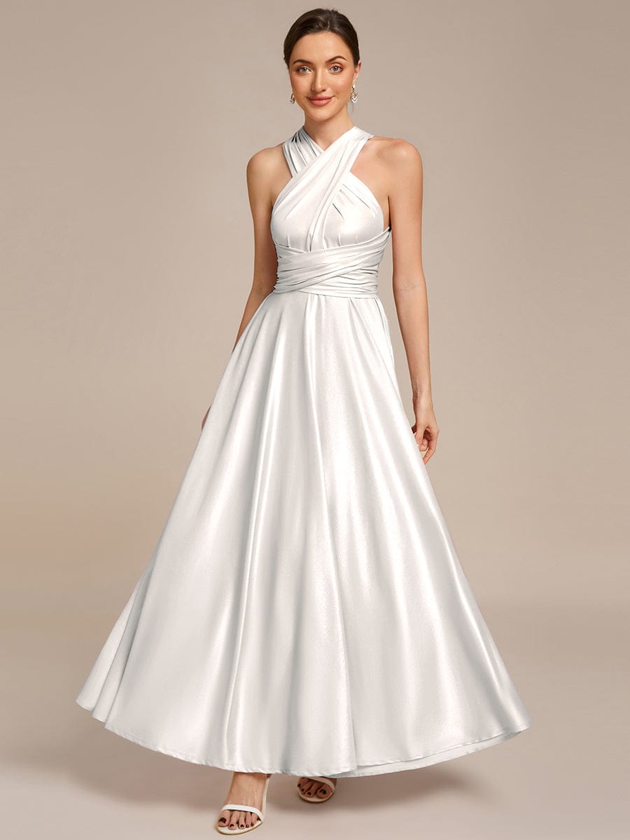 ever STYLES|High-Stretch Soft Versatile Convertible Bridesmaid Dress #color_Metallic Silver