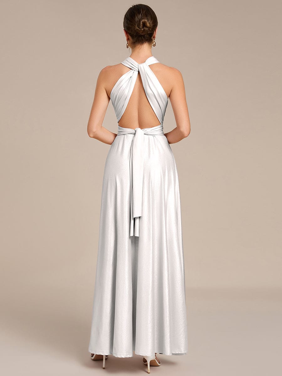 ever STYLES|High-Stretch Soft Versatile Convertible Bridesmaid Dress #color_Metallic Silver