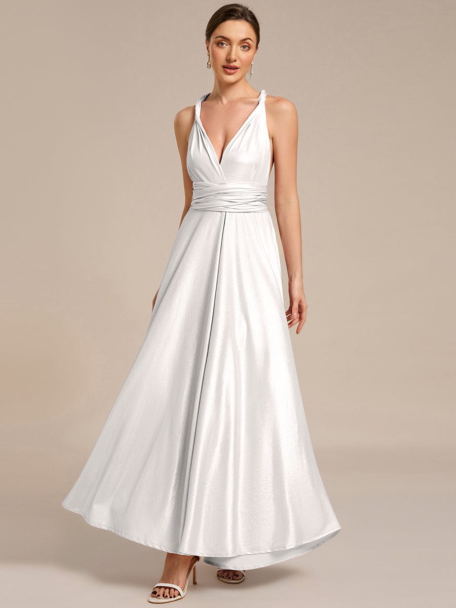 ever STYLES|High-Stretch Soft Versatile Convertible Bridesmaid Dress #color_Metallic Silver