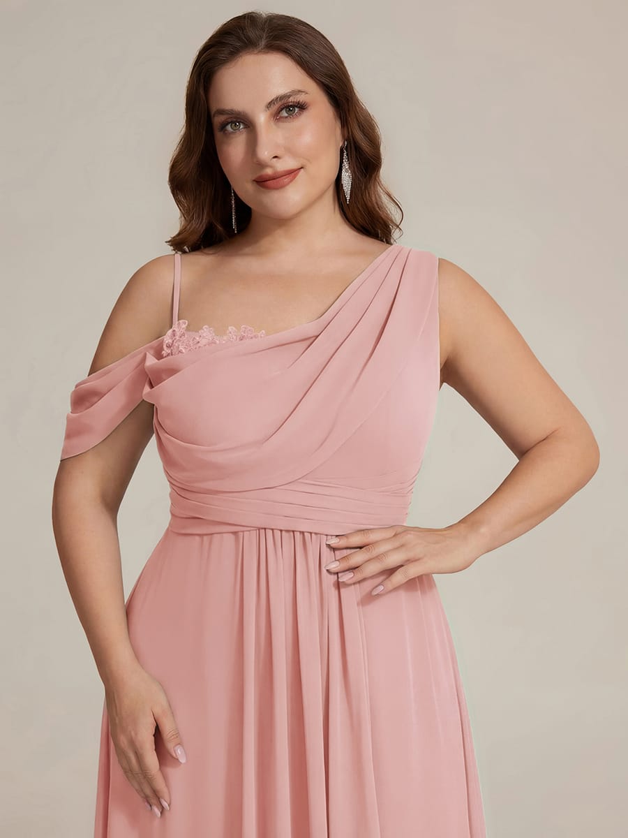 Thigh-High Slit Chiffon Sleeveless Dress #color_Dusty Rose