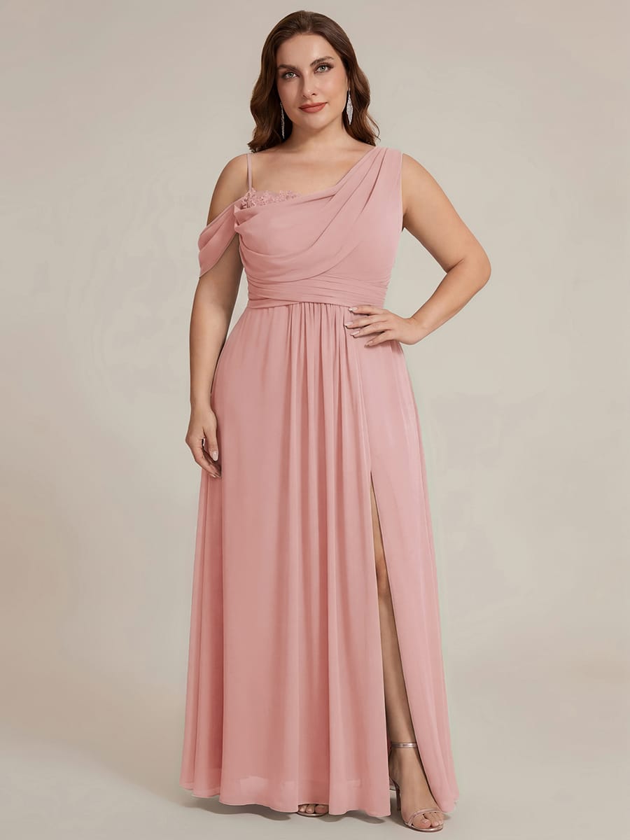 Thigh-High Slit Chiffon Sleeveless Dress #color_Dusty Rose