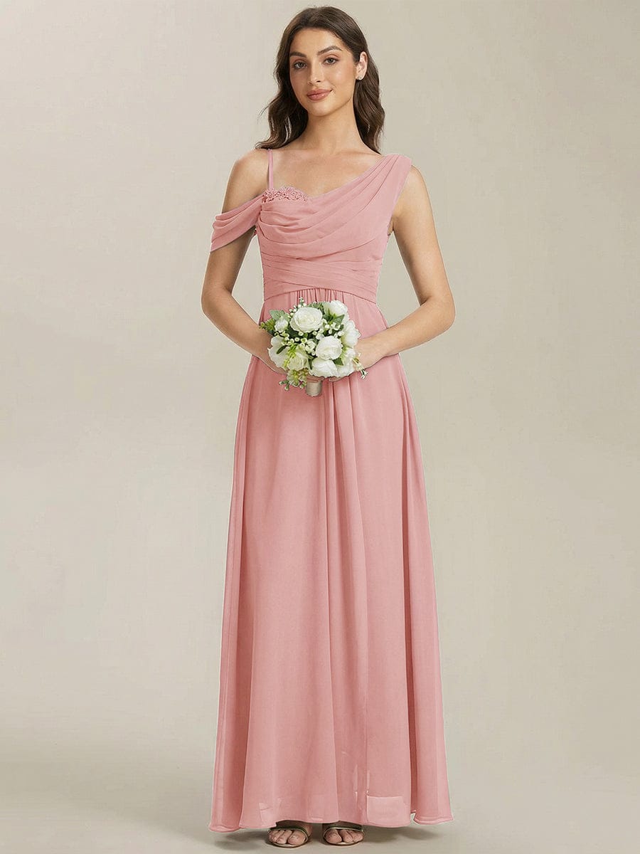 Thigh-High Slit Chiffon Sleeveless Dress #color_Dusty Rose
