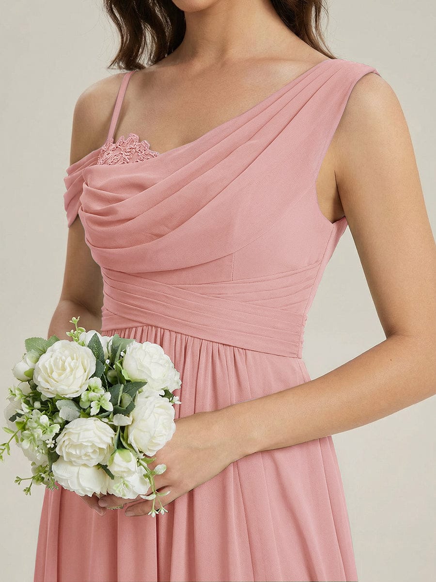 Thigh-High Slit Chiffon Sleeveless Dress #color_Dusty Rose