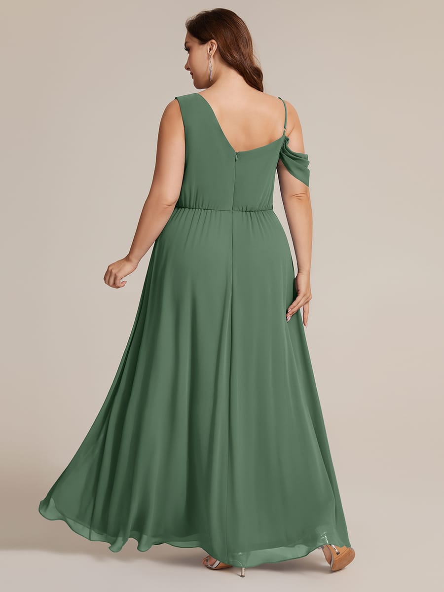 Thigh-High Slit Chiffon Sleeveless Dress #color_Eucalyptus Green