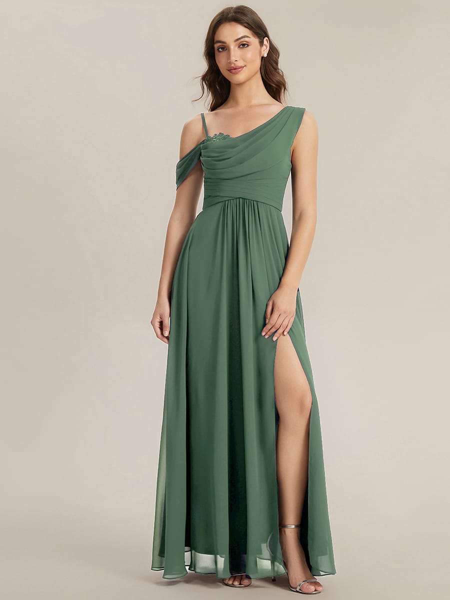 bridesmaid dressing gowns uk Dress Chiffon Floor-Length One-Shoulder with Slit – Wedding French Terry Bailey 44 Colorblock Mini Calf Width:Regular