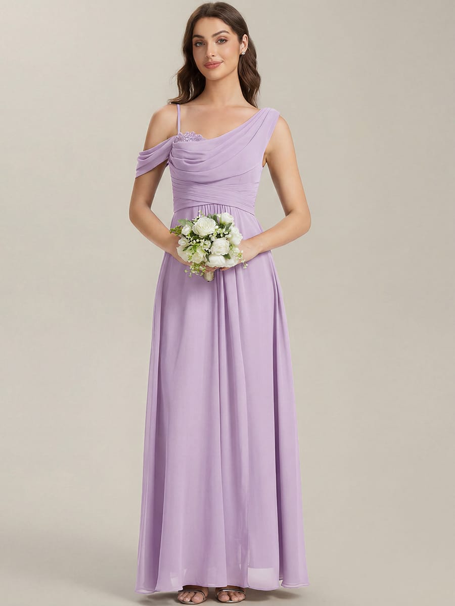 Thigh-High Slit Chiffon Sleeveless Dress #color_Frosted Lilac