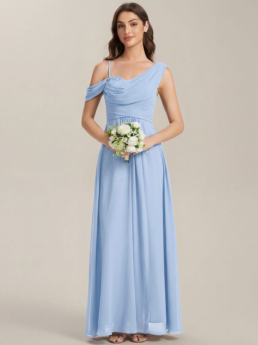 Thigh-High Slit Chiffon Sleeveless Dress #color_Ice Blue