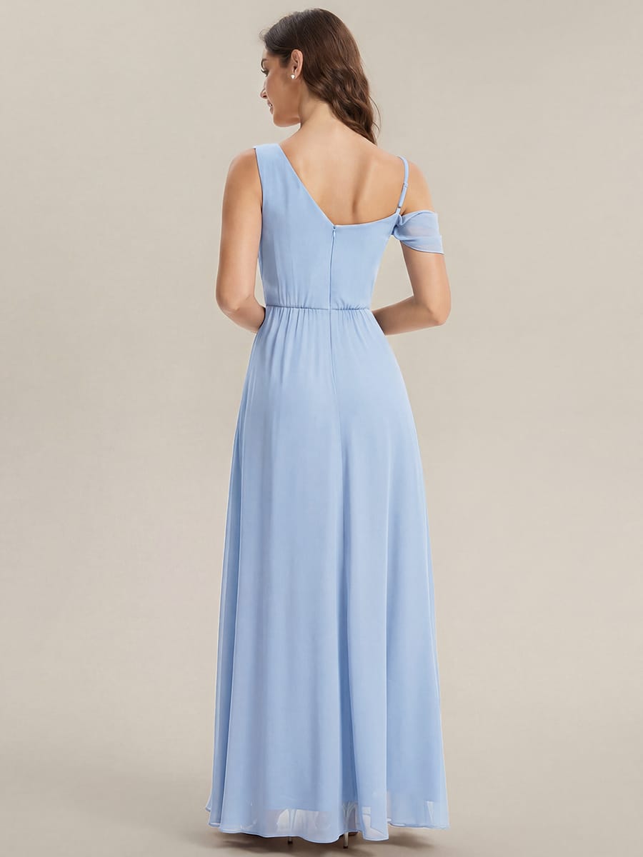 Thigh-High Slit Chiffon Sleeveless Dress #color_Ice Blue