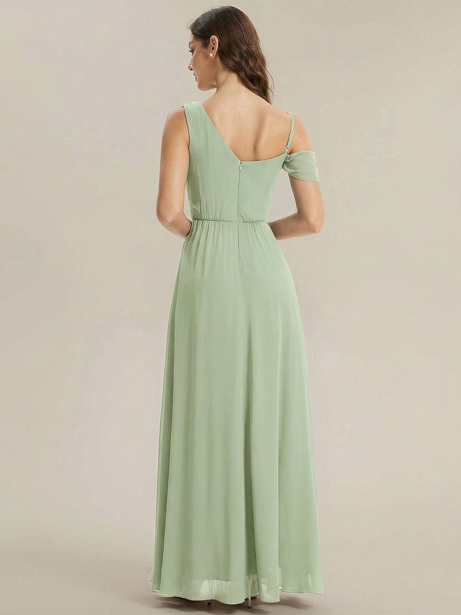 Thigh-High Slit Chiffon Sleeveless Dress #color_Mint Green