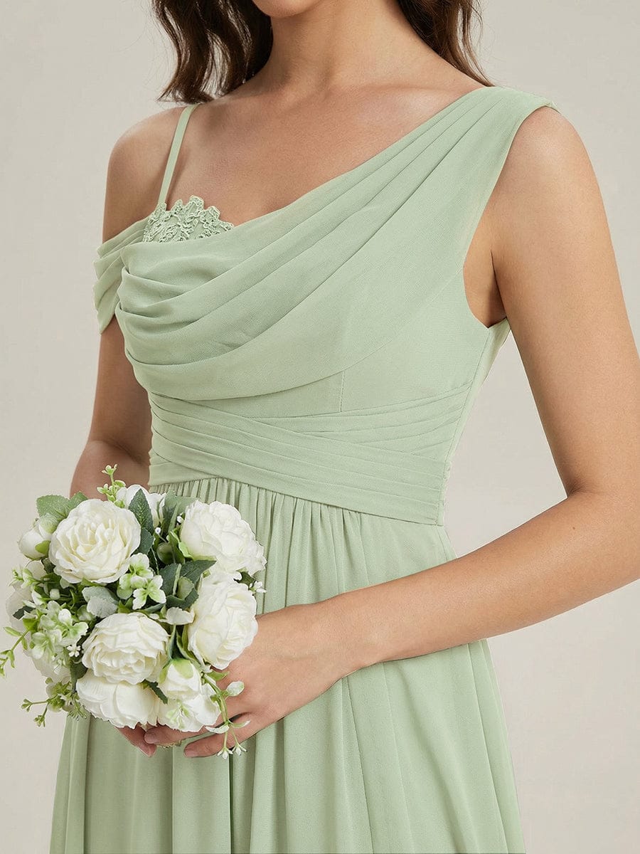 Thigh-High Slit Chiffon Sleeveless Dress #color_Mint Green
