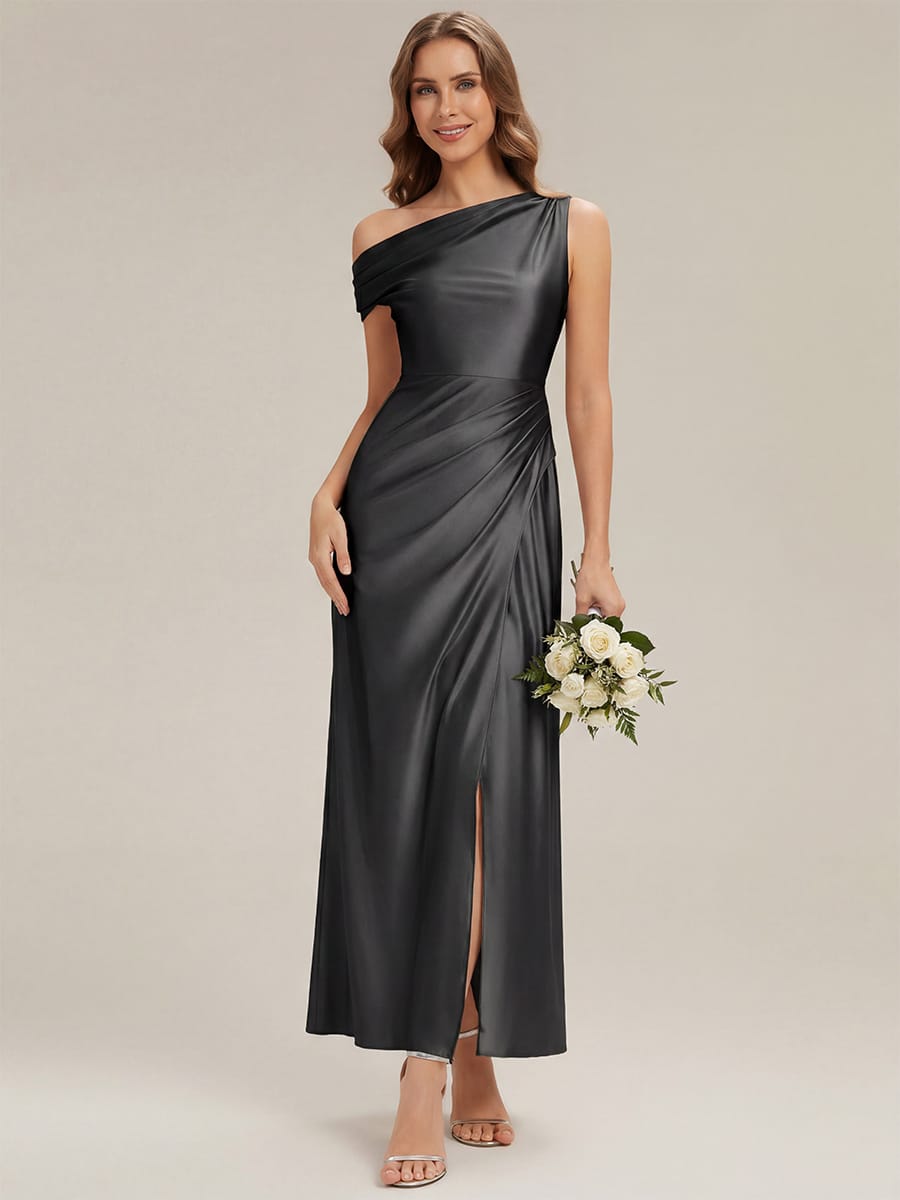 Convertible Satin Drop Shoulder Sleeve Dress #color_Black