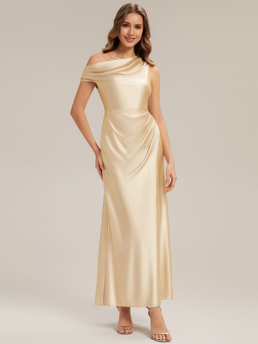 Convertible Satin Drop Shoulder Sleeve Dress #color_Yellow