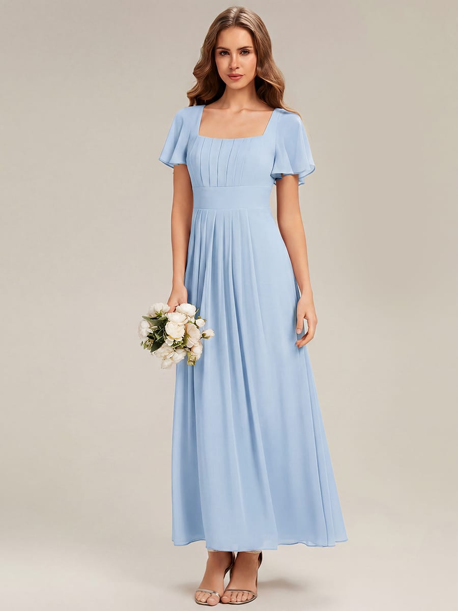 ever AVIEL|Ruched Chiffon Ruffle Sleeve Dress