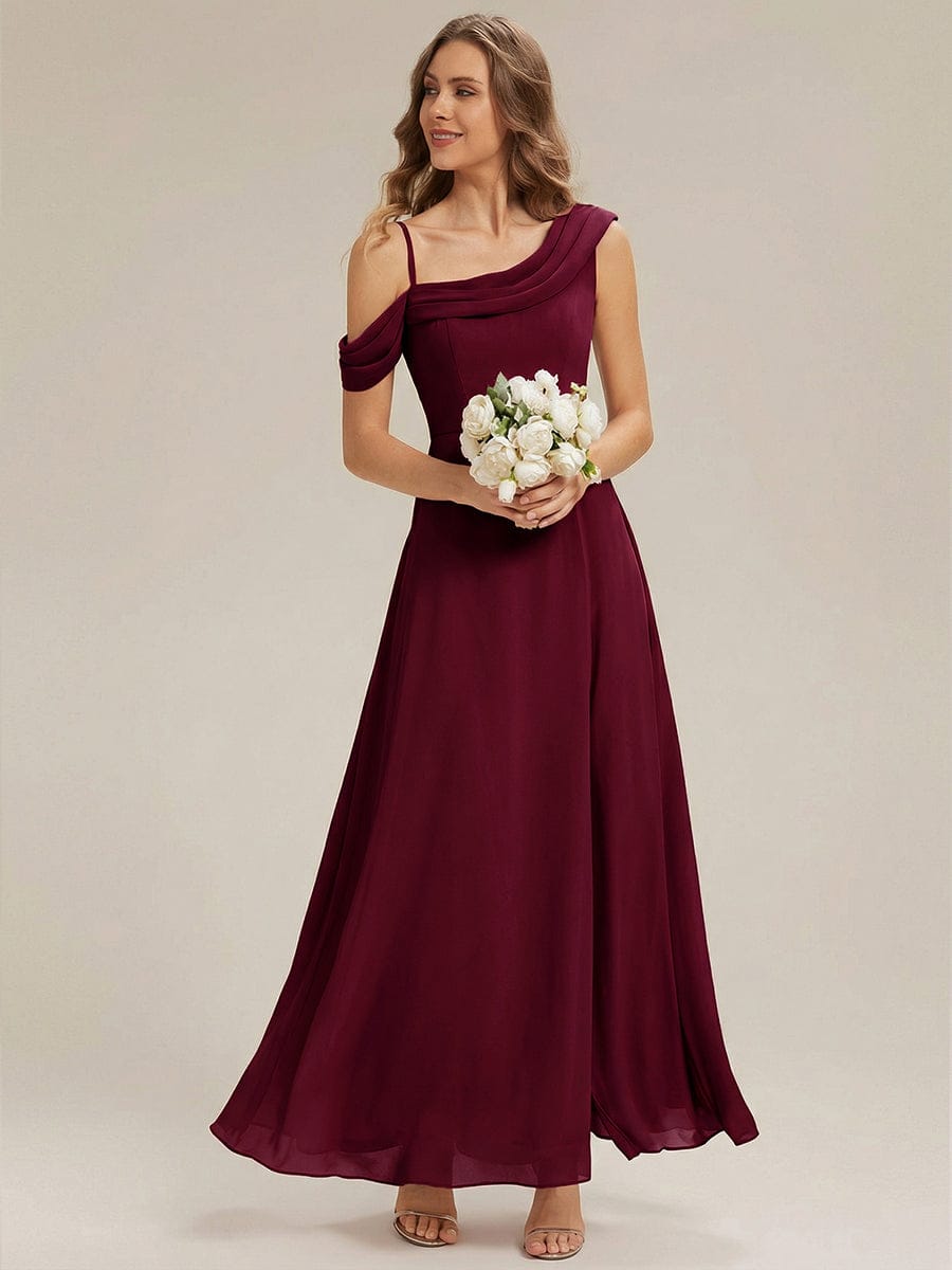 Rhinestone Embellished Chiffon Sleeveless Dress #color_Burgundy