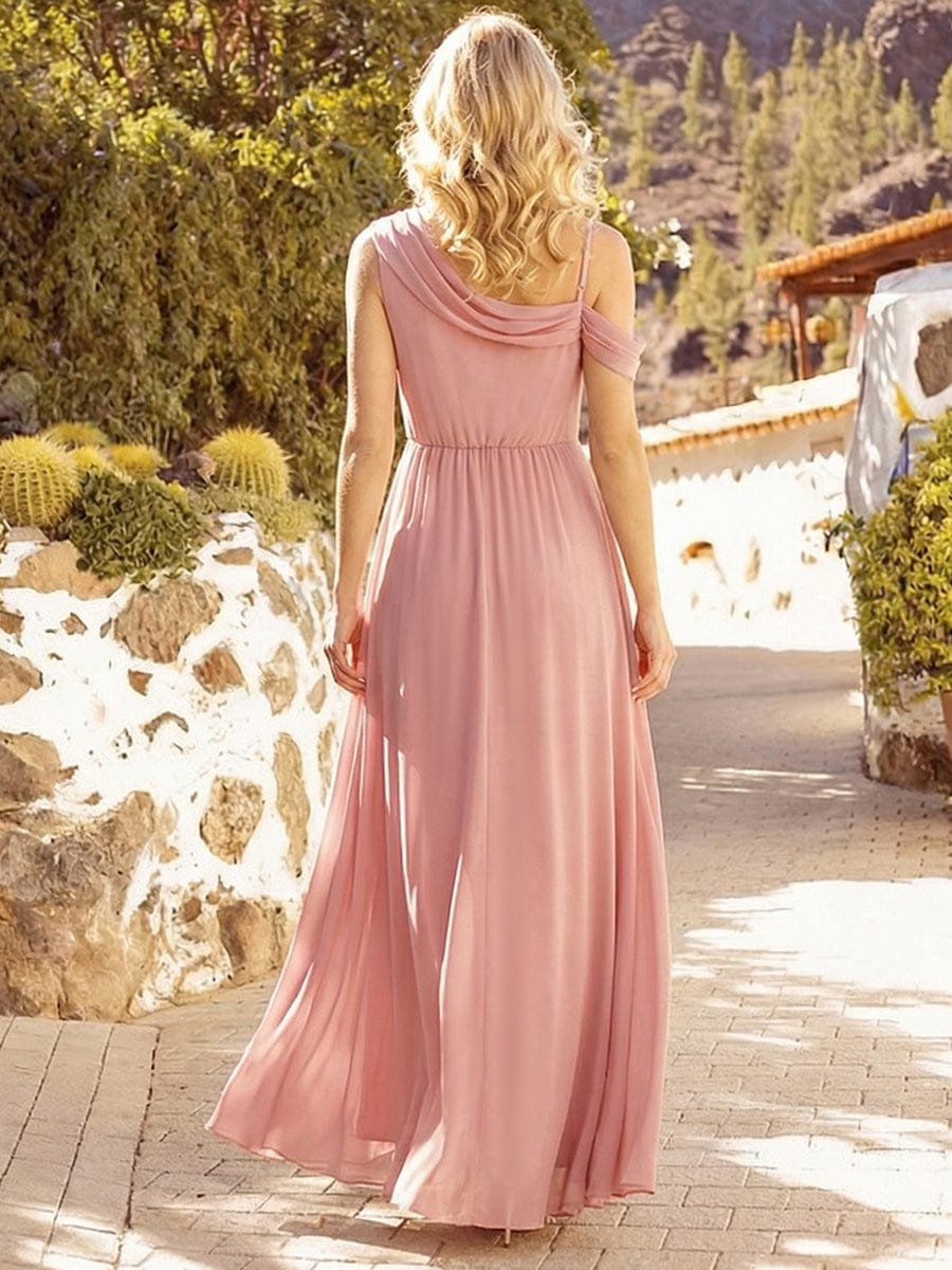 Rhinestone Embellished Chiffon Sleeveless Dress #color_Dusty Rose