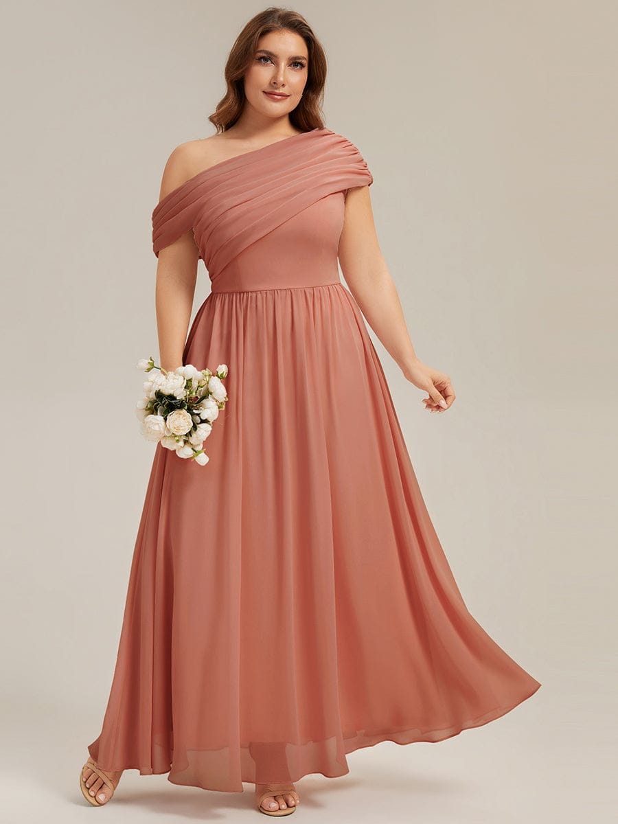 Gathered Chiffon Off the Shoulder Dress #color_Coral Pink