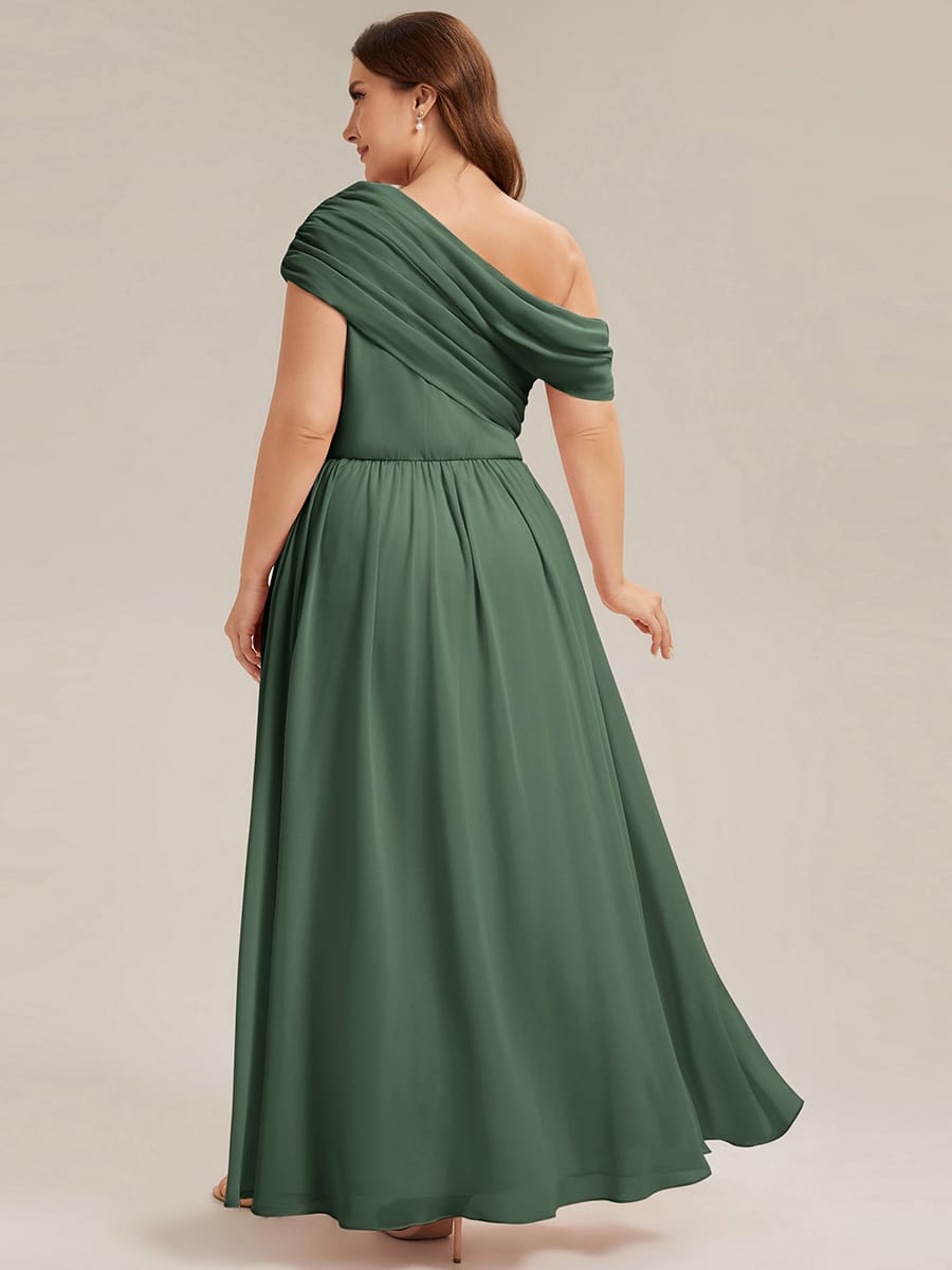 Gathered Chiffon Off the Shoulder Dress #color_Eucalyptus Green
