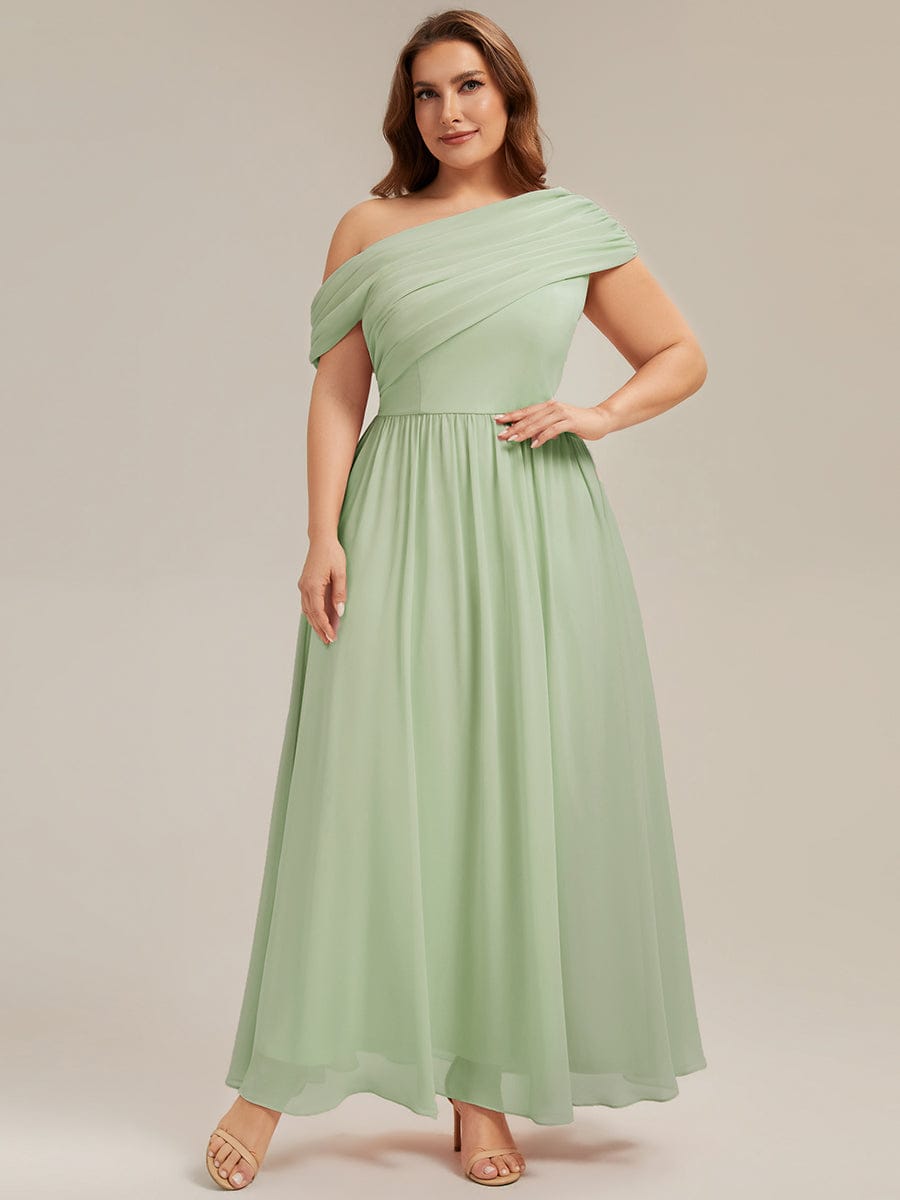 Gathered Chiffon Off the Shoulder Dress #color_Mint Green