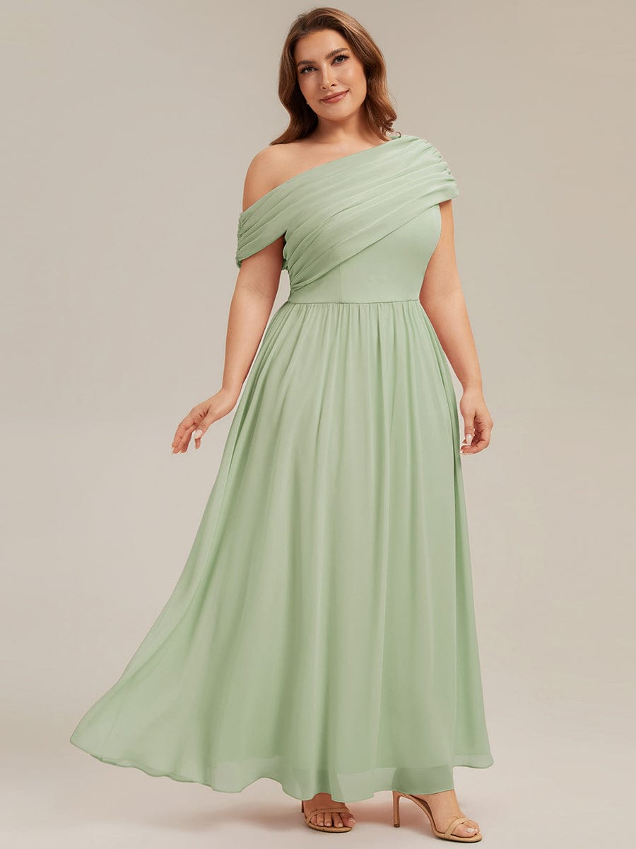 Gathered Chiffon Off the Shoulder Dress #color_Mint Green