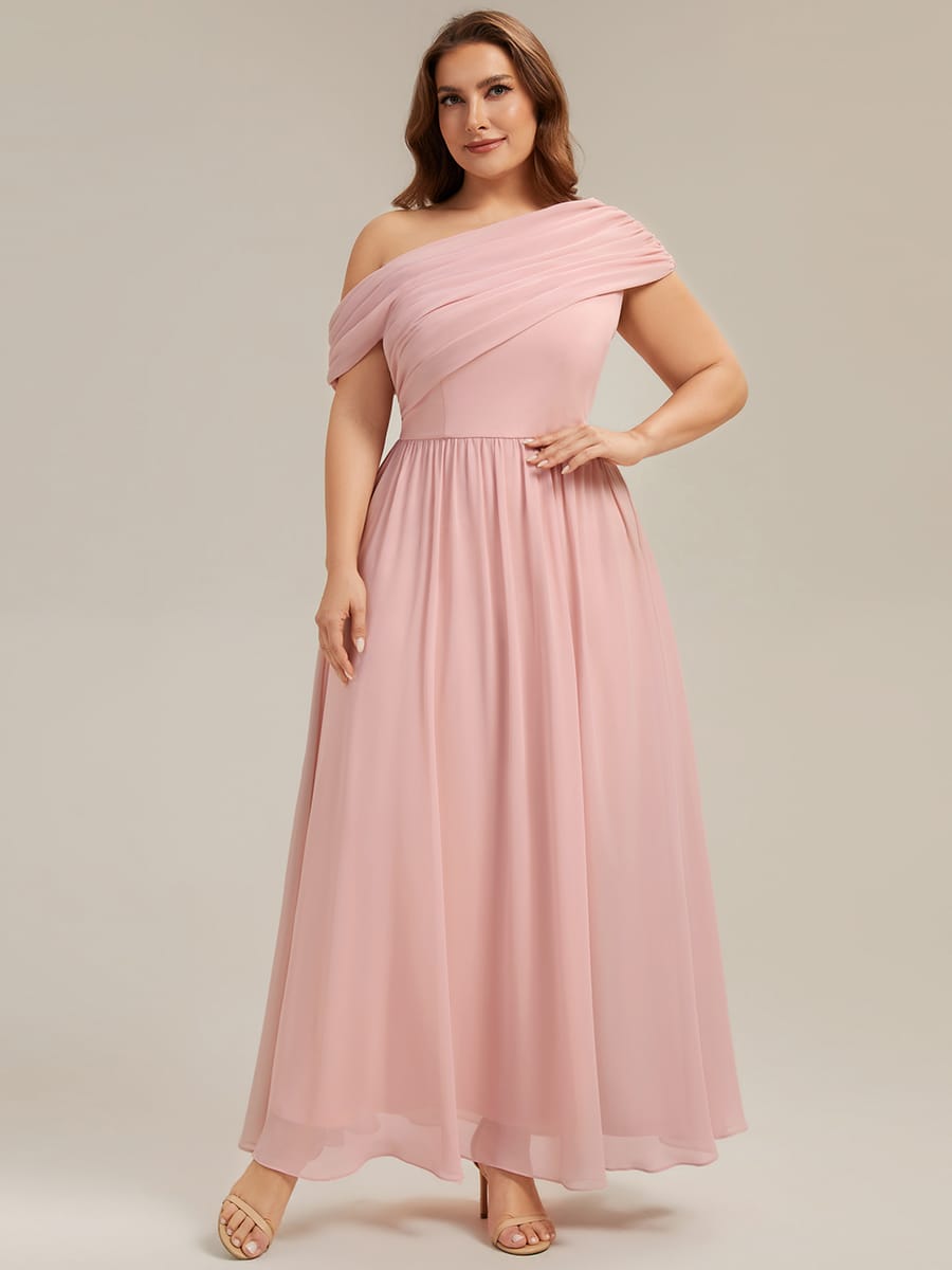 Gathered Chiffon Off the Shoulder Dress #color_Pink
