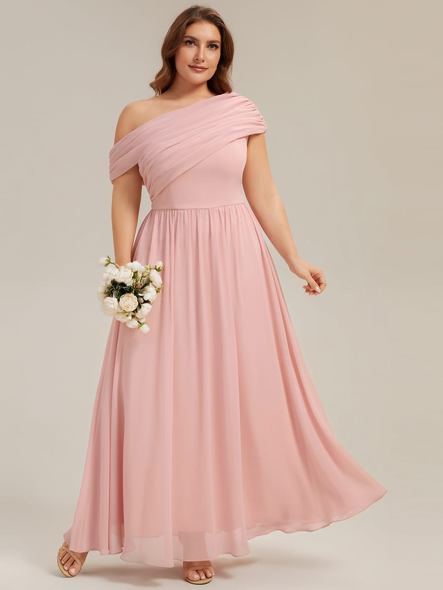 Gathered Chiffon Off the Shoulder Dress #color_Pink