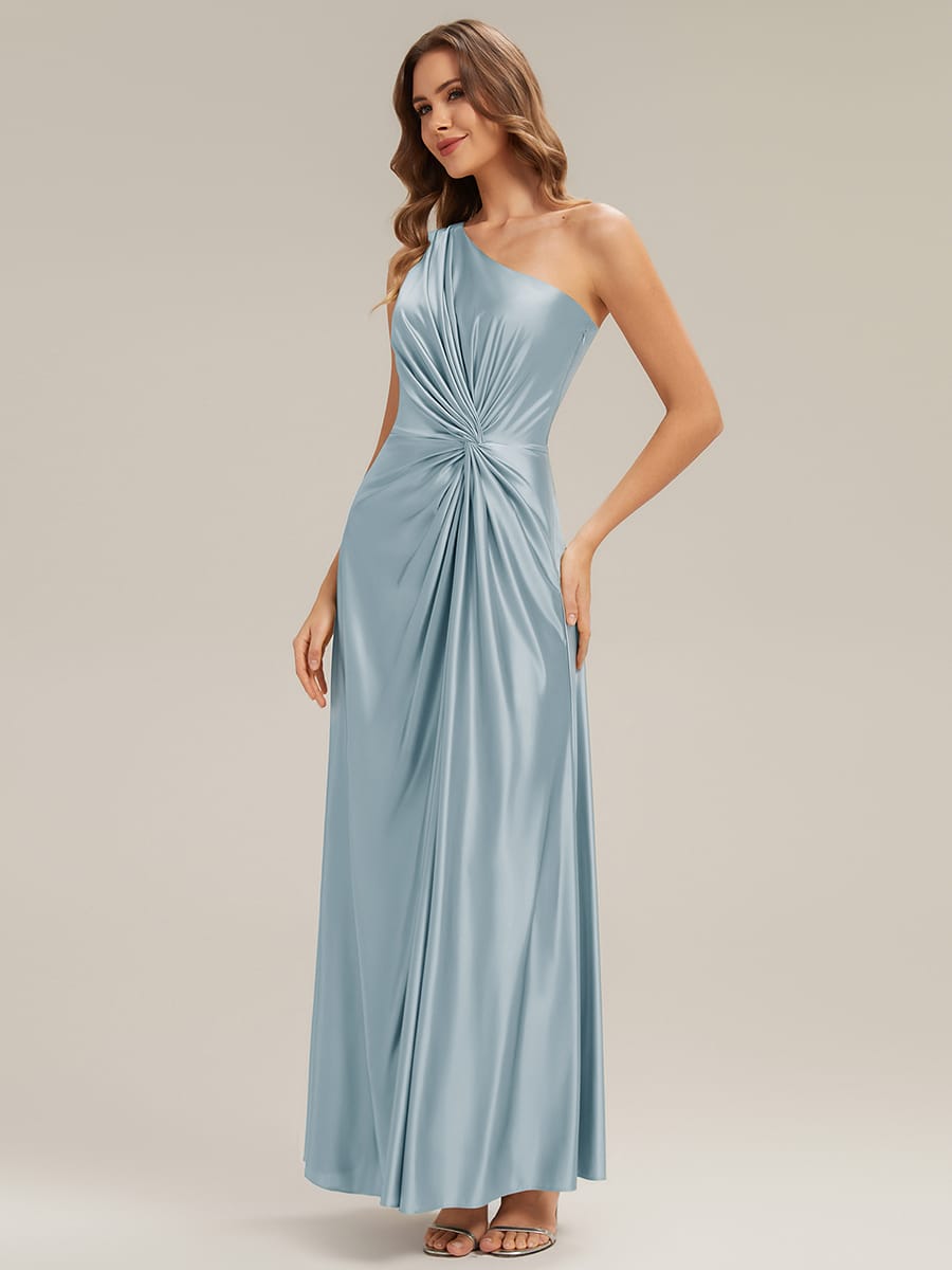 Knotted Satin Sleeveless Dress #color_Sky Blue
