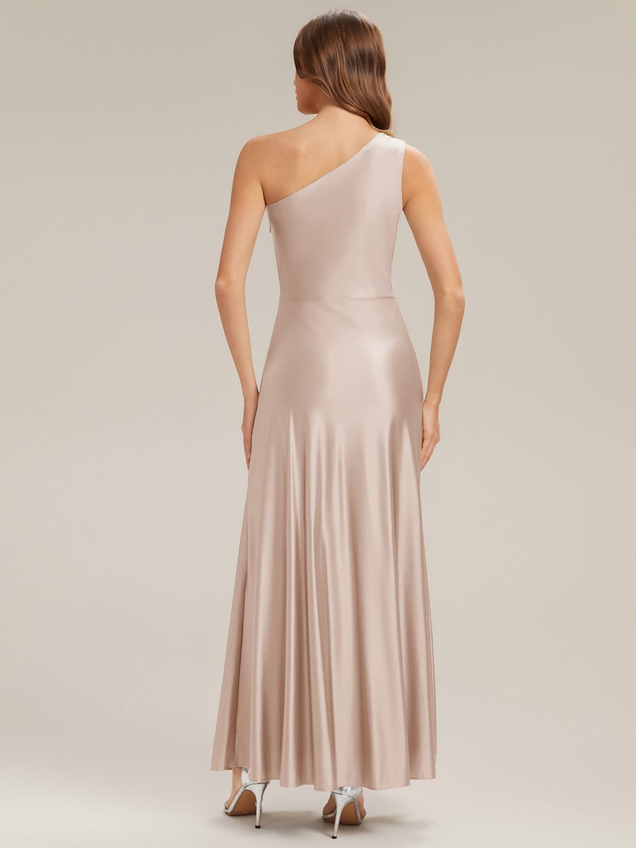 Knotted Satin Sleeveless Dress #color_Champagne