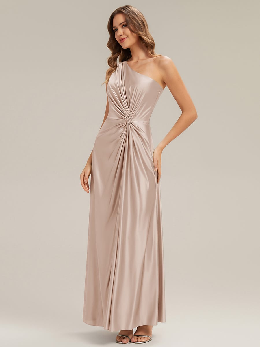 Knotted Satin Sleeveless Dress #color_Champagne