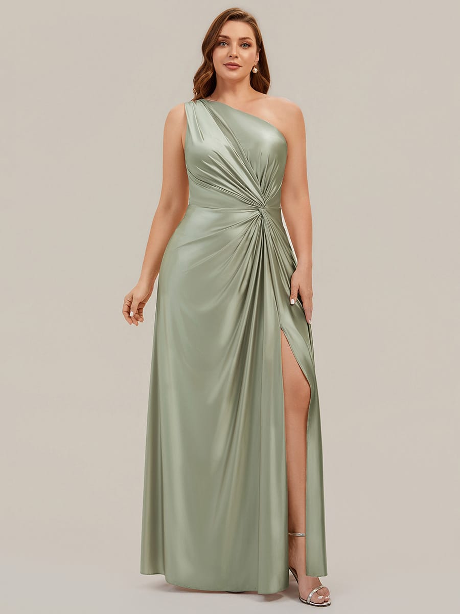 Knotted Satin Sleeveless Dress #color_Sage Green