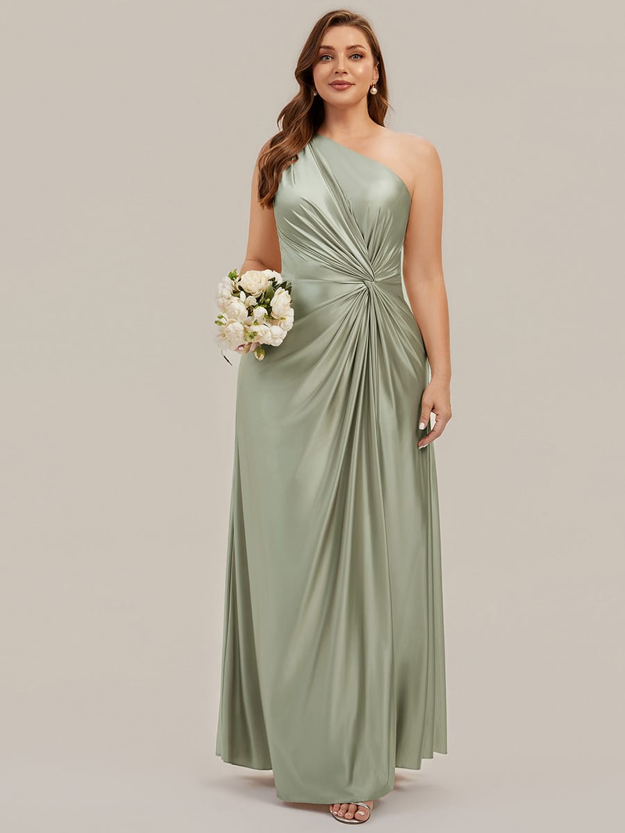 Knotted Satin Sleeveless Dress #color_Sage Green
