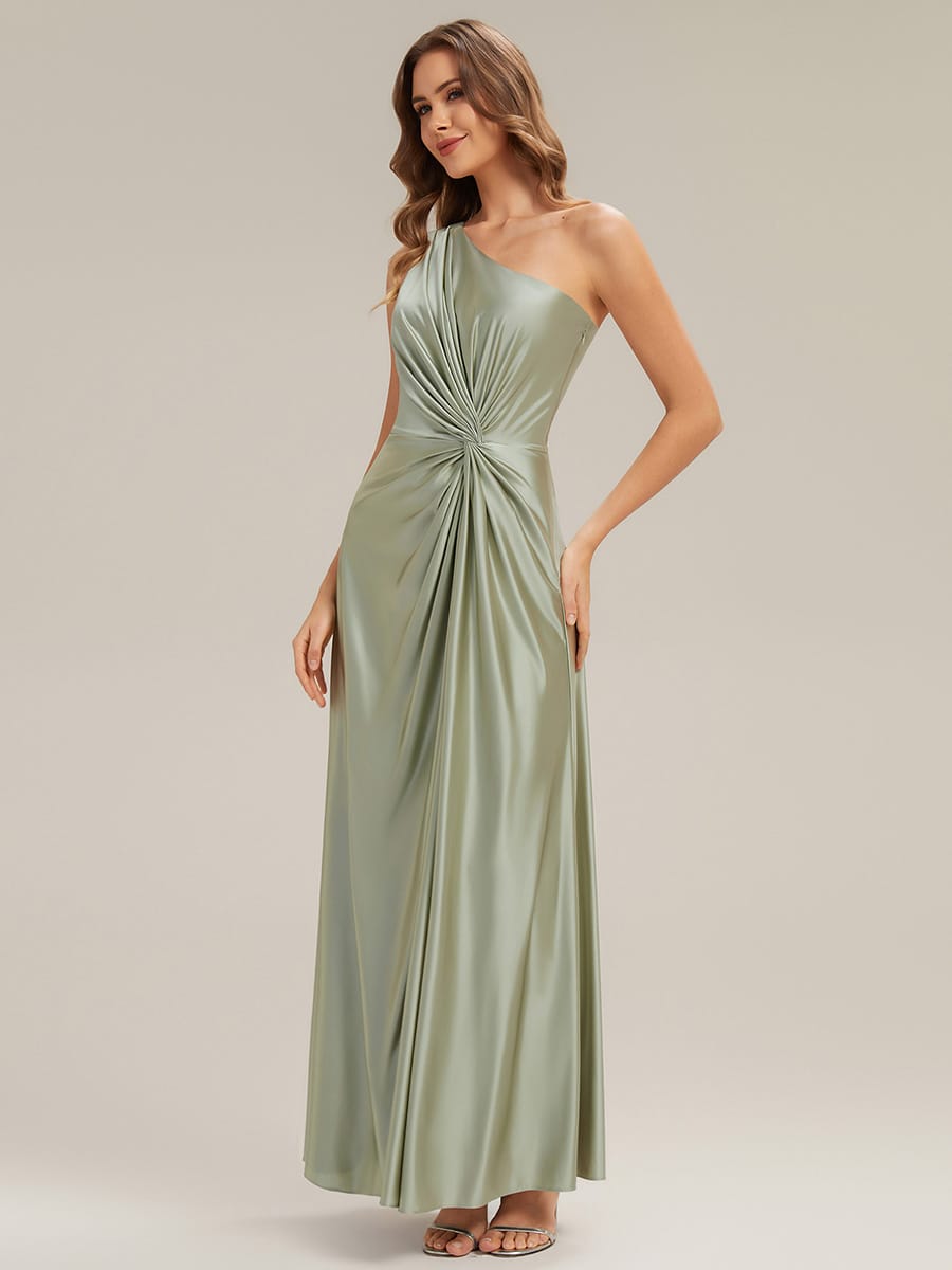 Knotted Satin Sleeveless Dress #color_Sage Green