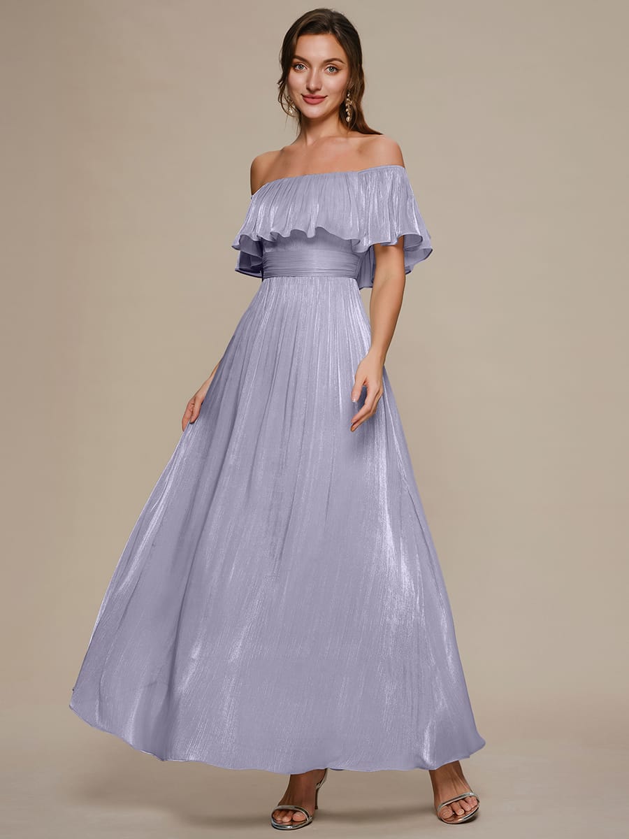 Chiffon Drop Shoulder Sleeve A-Line Dress #color_Frosted Lilac