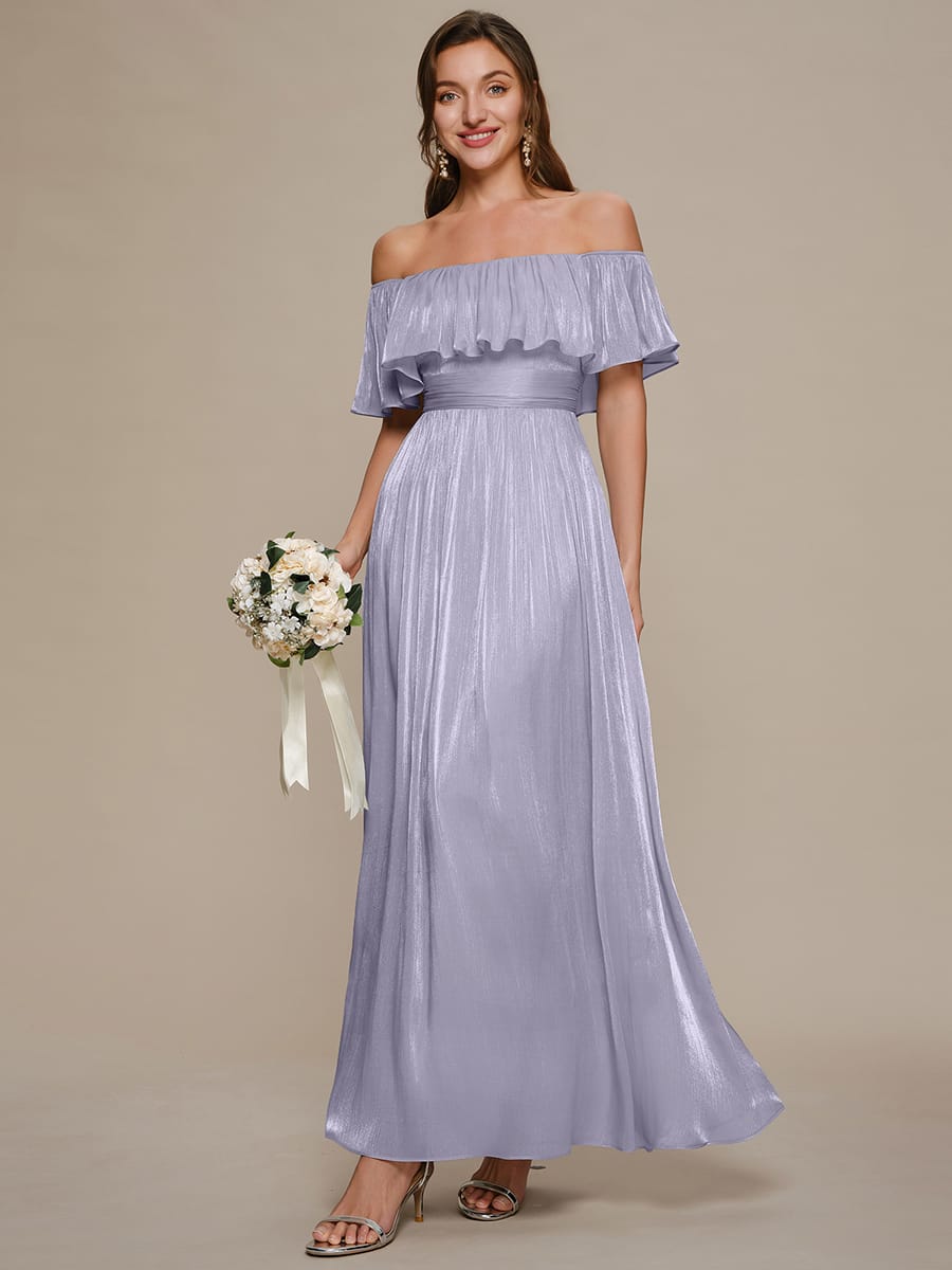 Chiffon Drop Shoulder Sleeve A-Line Dress #color_Frosted Lilac