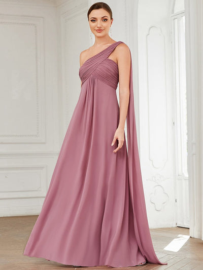 One Shoulder Maxi Bridesmaid Dresses #color_Purple Orchid