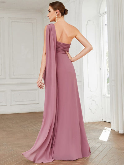 One Shoulder Maxi Bridesmaid Dresses #color_Purple Orchid