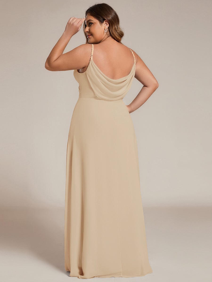 Sweetheart Draped Back Floor Length Bridesmaid Dress #color_Champagne