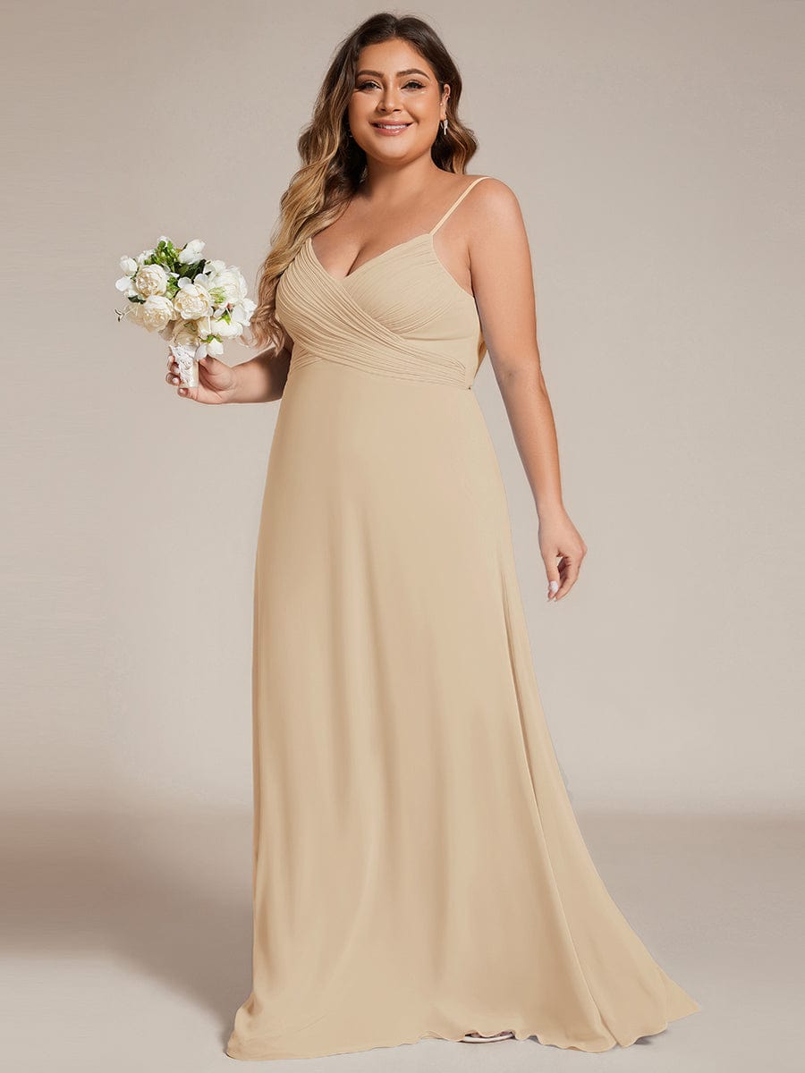 Sweetheart Draped Back Floor Length Bridesmaid Dress #color_Champagne