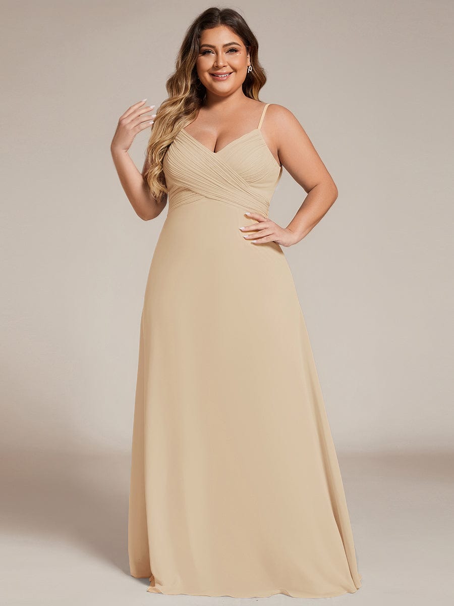 Sweetheart Draped Back Floor Length Bridesmaid Dress #color_Champagne