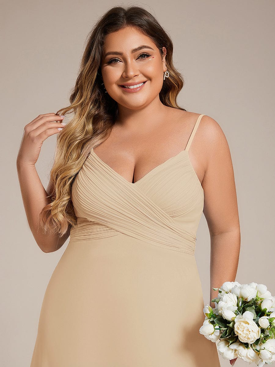 Sweetheart Draped Back Floor Length Bridesmaid Dress #color_Champagne