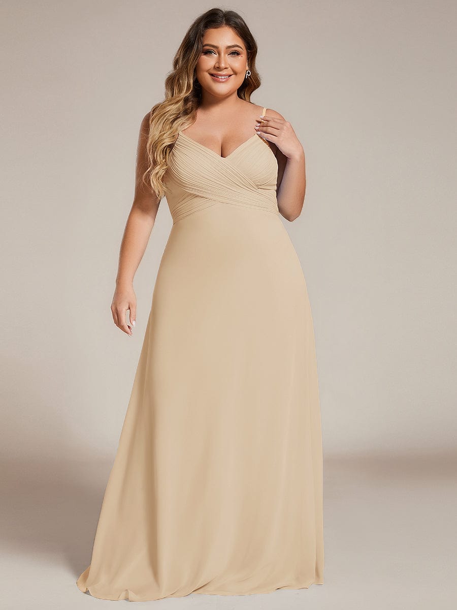 Sweetheart Draped Back Floor Length Bridesmaid Dress #color_Champagne