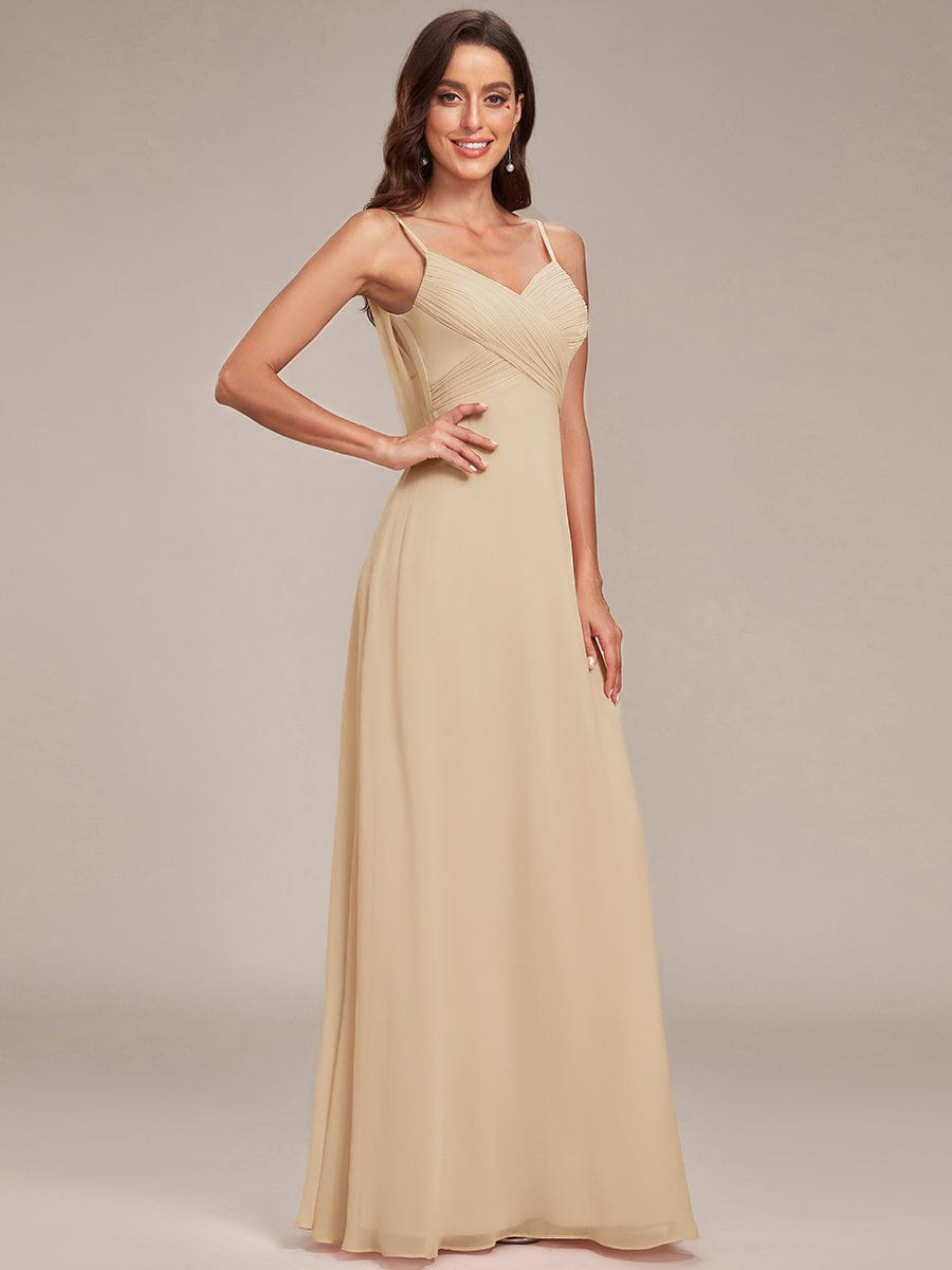 Sweetheart Draped Back Floor Length Bridesmaid Dress #color_Champagne