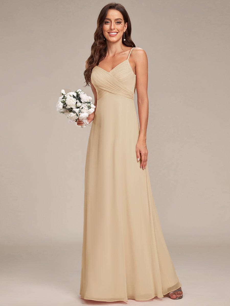 Sweetheart Draped Back Floor Length Bridesmaid Dress #color_Champagne