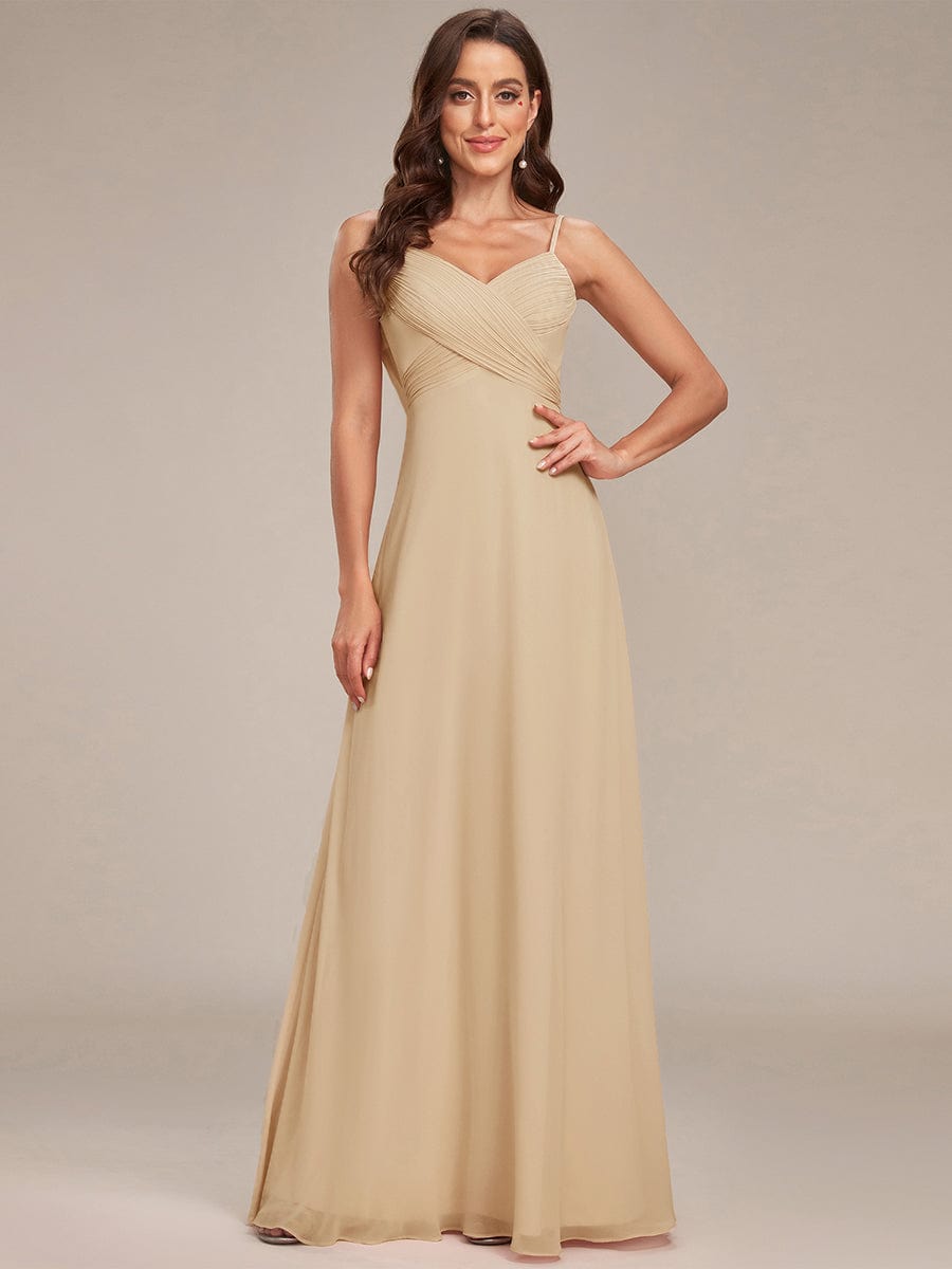 Sweetheart Draped Back Floor Length Bridesmaid Dress #color_Champagne