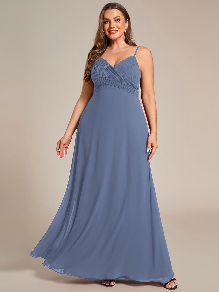 Sweetheart Draped Back Floor Length Bridesmaid Dress #color_Dusty Blue